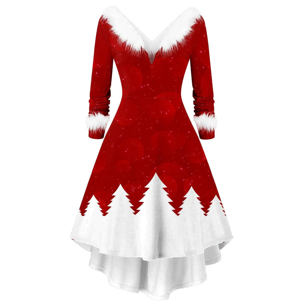 Women's Christmas Long Sleeve V-neck Irregular Dress EX-STOCK Canada
