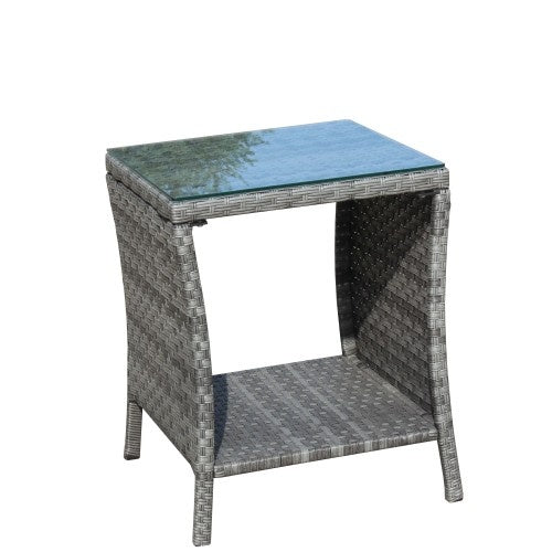 Mobilier de patio extérieur 1 table basse avec verre trempé transparentEX-STOCK Canada