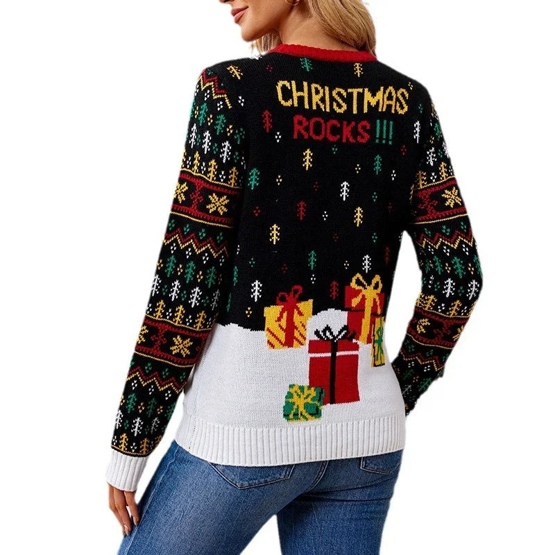 Elk Jacquard Santa Claus Knitted Sweater EX-STOCK Canada