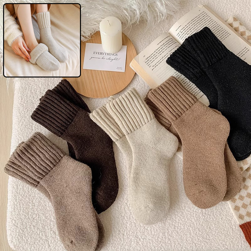 Calze invernali calde, spesse, lavorate a maglia e a coste – Beige, Nero, Khaki, Caramello e Caffè profondo