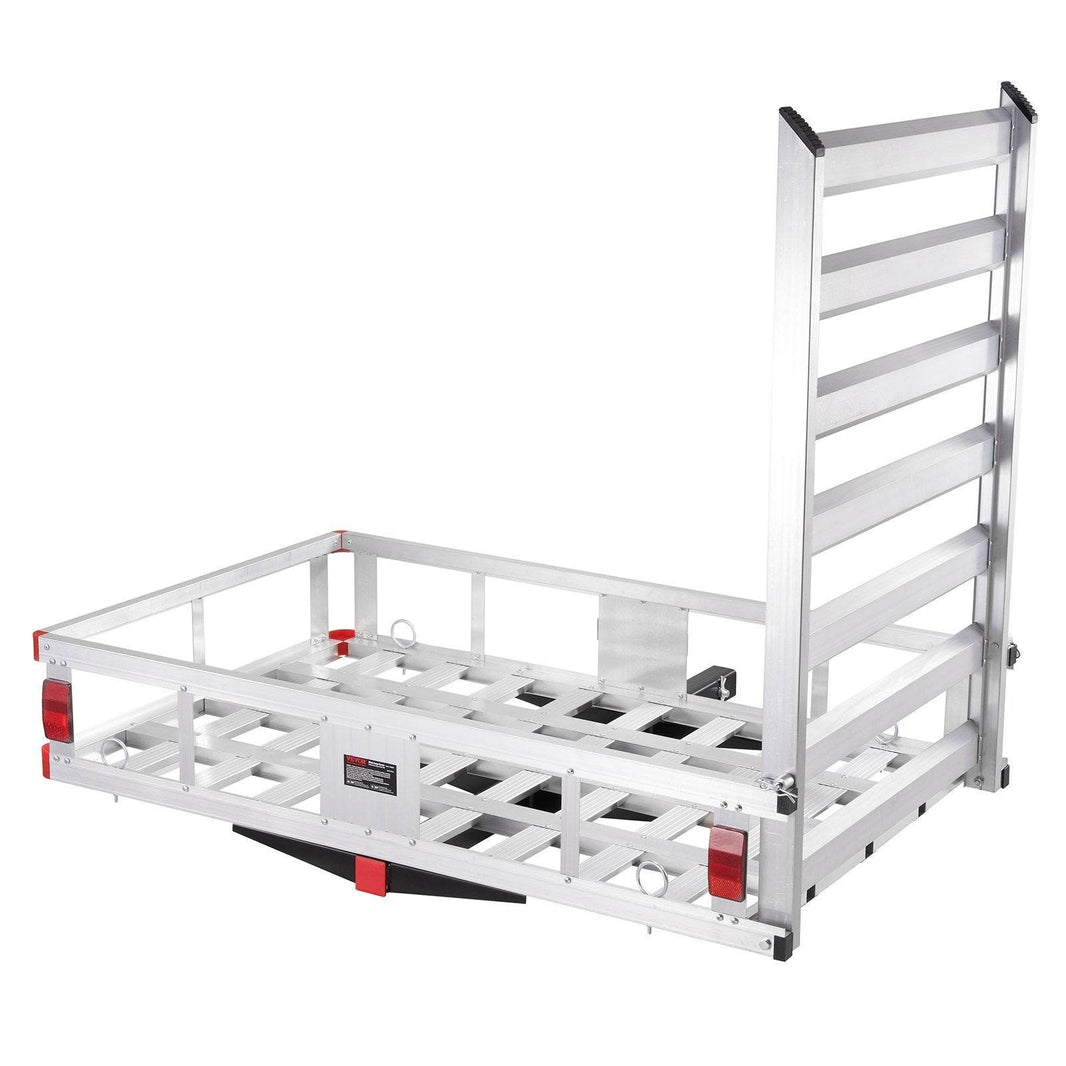 Hitch Cargo Carrier, 500lbs Capacity Trailer Hitch Mounted Cargo Basket, Aluminum Luggage Carrier Rack With Folding Ramp, Fits 2 Hitch Receiver For SUV Truck Pickup Camping - EX-STOCK Canada