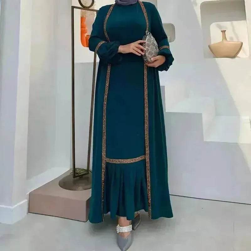 Elegant Two piece for ArabWomen Abaya Underwear dress and Kimono Abaya Open front Abaya for Middle Easter Arab Dubai Women - EX-STOCK Canada