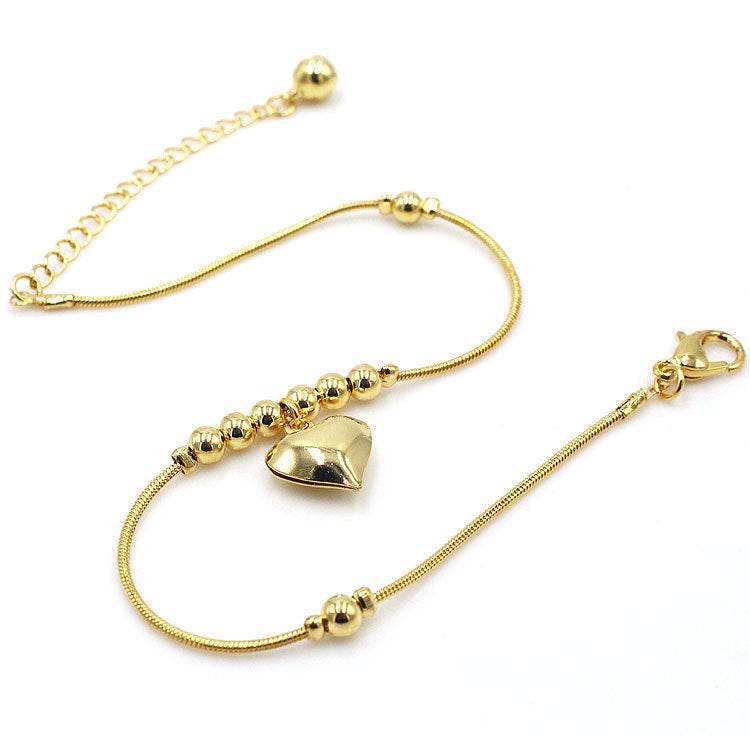 Fashionable Golden Heart-shaped Pendant Anklet - EX-STOCK Canada