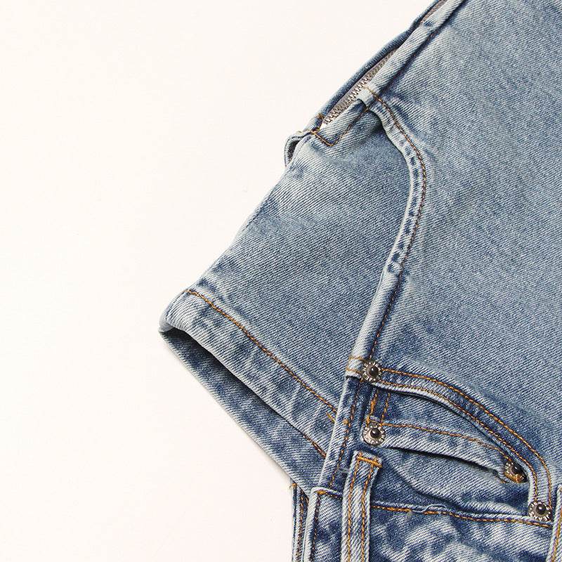 Short Irregular Solid Color Women's Denim High Street Mini Skirt Skort - EX-STOCK Canada