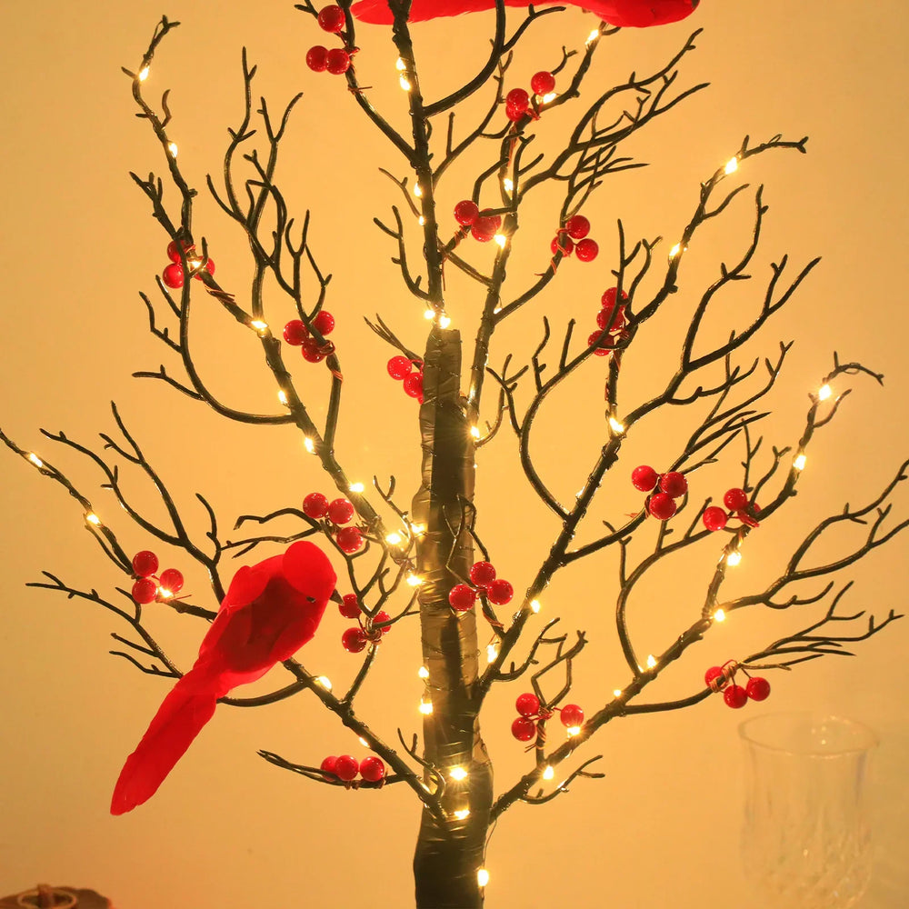 Lighted Mini Birch Tree Light LED Cardinals Christmas Tree Vintage Glowing Tree Light For Table Holiday Home Xmas Decoration EX-STOCK Canada