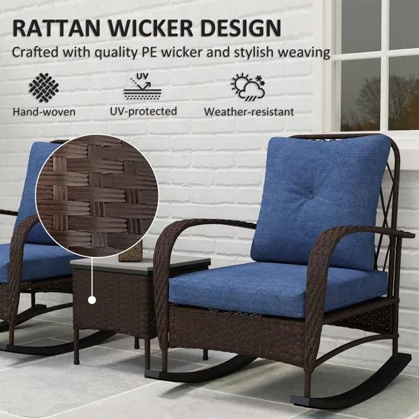 Sillón Tumbona de Ratán, Conjunto de Muebles de Patio de MimbreEX-STOCK Canada