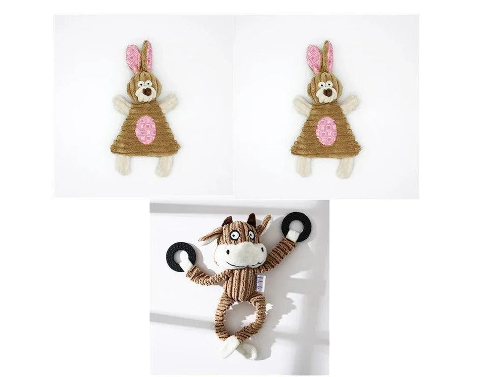 Pet Toy Donkey Shape Corduroy Chew Toy For Dogs Puppy Squeaker Squeaky Plush Bone Molar Dog Toy Pet Training Dog EX-STOCK Canada