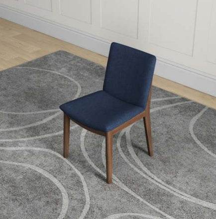 Laura Blue Linen Solid Wood Dining Chair Set Of 2 Mid-Century Modern Style - EX-STOCK Canada