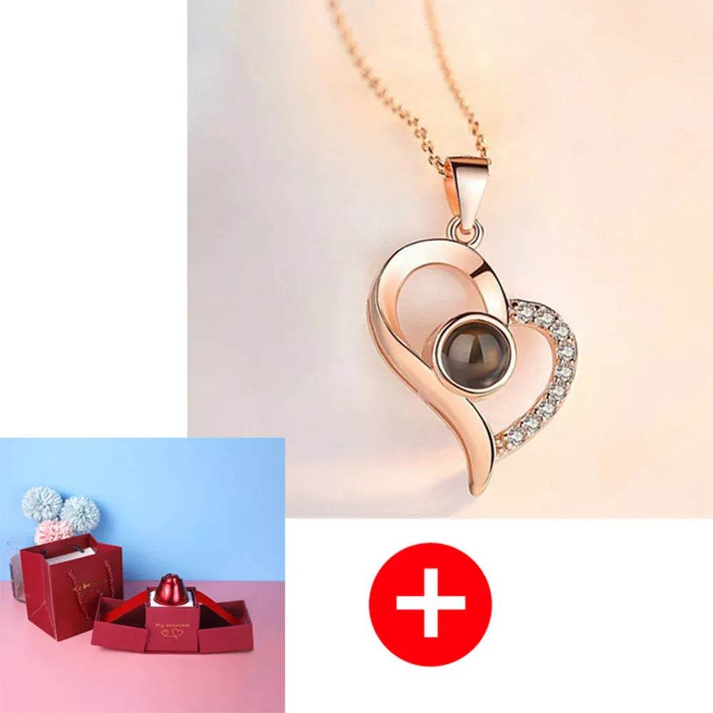 Hot Valentine's Day Gifts Metal Rose Jewelry Gift Box Necklace For Wedding Girlfriend Necklace Gifts - EX-STOCK Canada