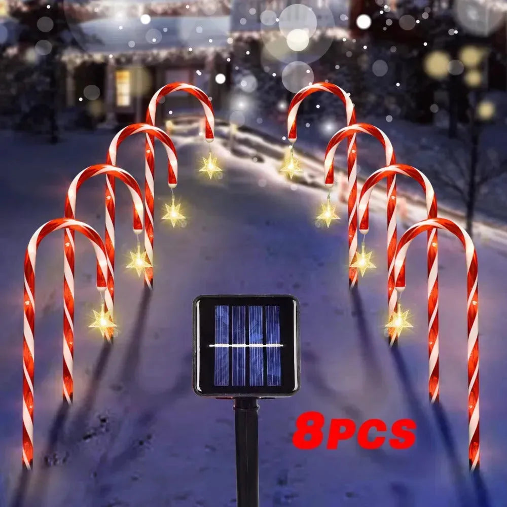 Christmas Solar Candy Cane Lamp Set Of 8 - EX-STOCK CANADA