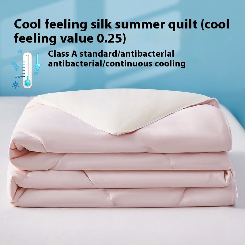 Pure Color Cool Silk Summer Blanket Airable Cover Single Double Summer Ice Cream Ice Silk Summer Quilt Machine Washable Thin Duvet EX-STOCK Canada