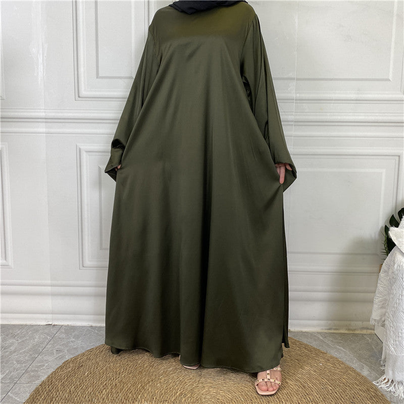 Middle East Dubai Hot Sale Lace Up Satin Muslim Dress - EX-STOCK Canada