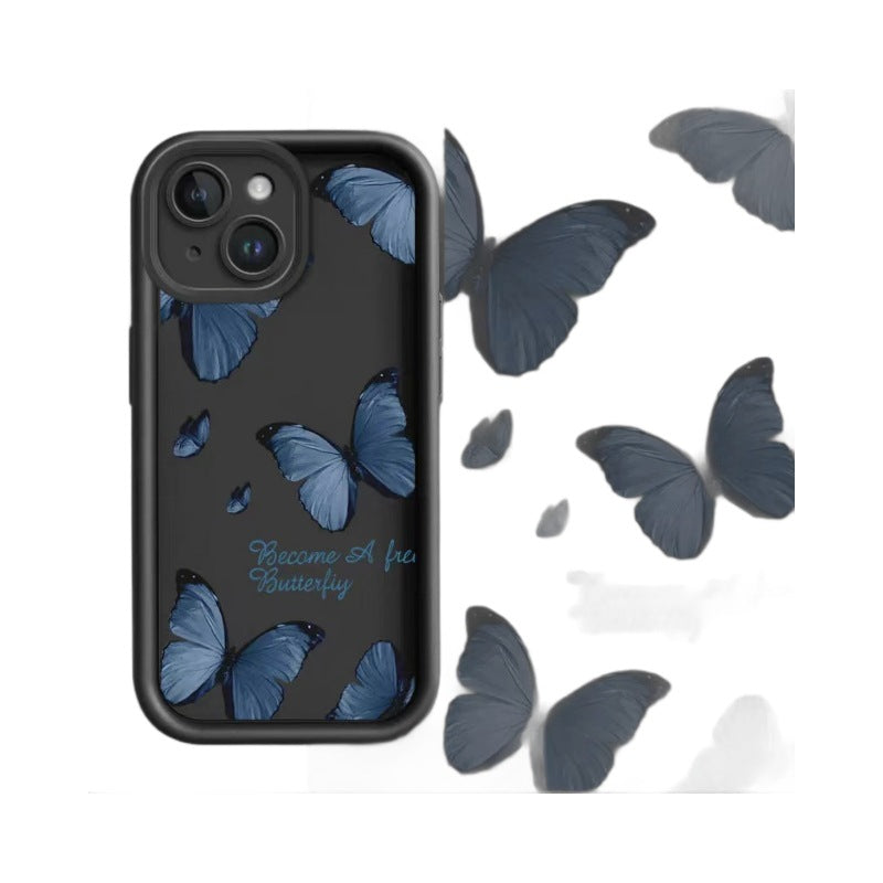 Blue Butterfly Printed Edging Drop-resistant Phone Case EX-STOCK Canada