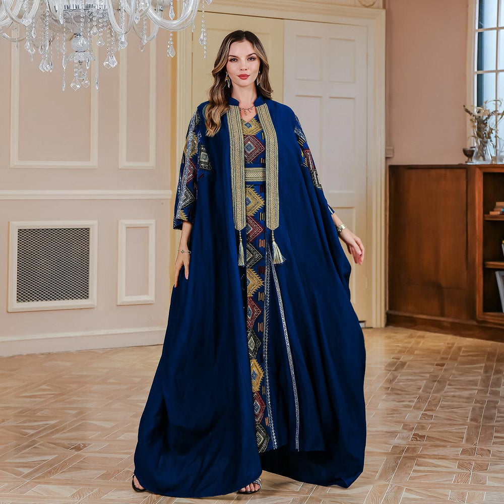 Mittlerer Osten Muslimischer Bestickter Mantel Abaya Leichtes Luxus-Abendkleid Zweiteiliges Kleid-Set - EX-STOCK Canada