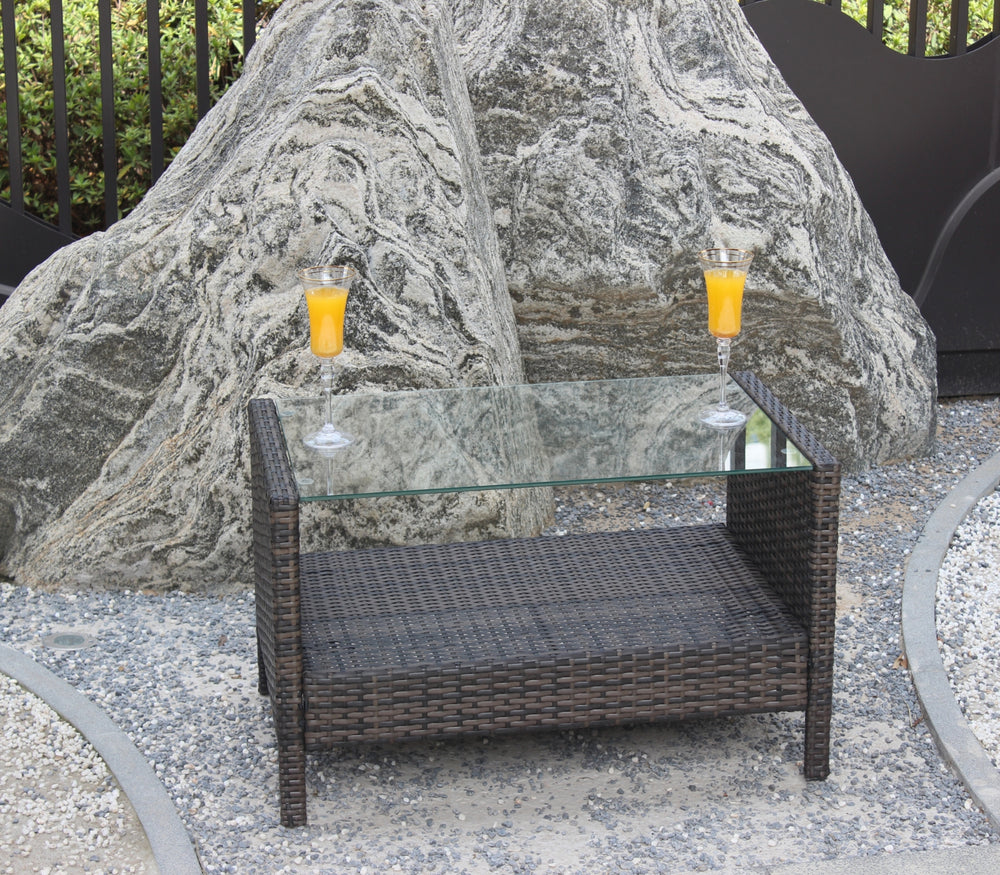 Outdoor-Patio-Möbel-Couchtisch mit klargespannter SicherheitsglasplatteEX-STOCK Canada