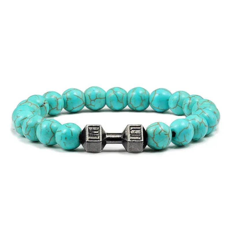Turquoise Energy Gun Black Electroplated Alloy Beaded Bracelet - EX-STOCK Canada