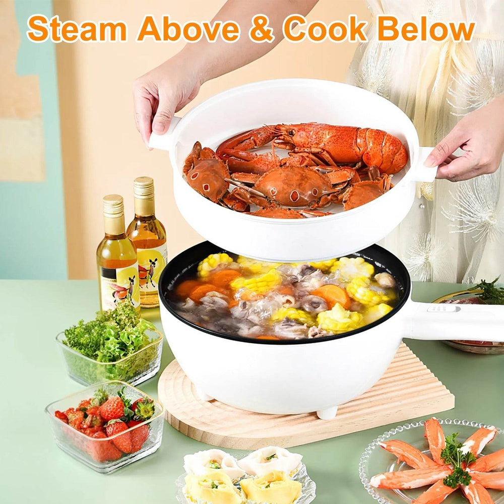 Electric Hot Pot Non-Stick Frying Pan Portable Rapid Noodles Cooker Electric Skillet - EX-STOCK Canada