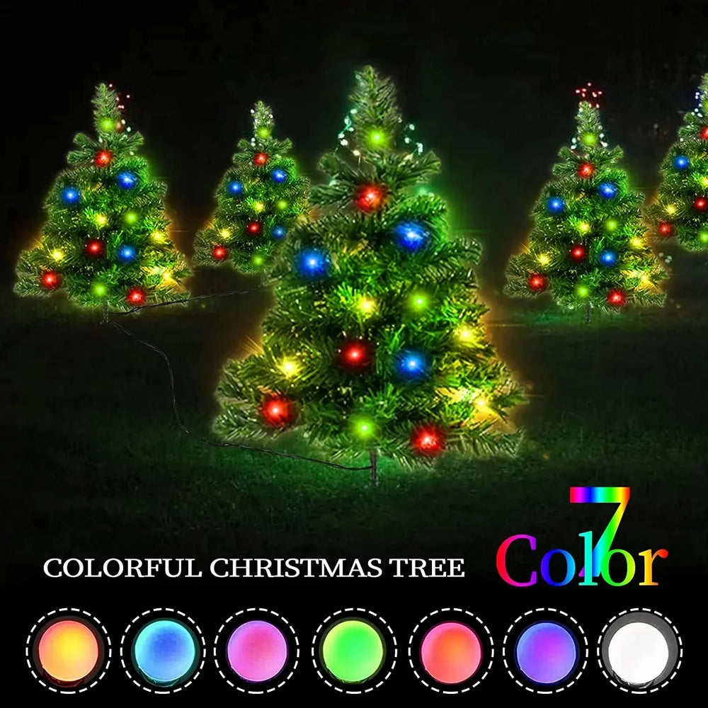 2 Packs Solar Christmas Tree, Solar Powered Pathway Christmas Tree With Multicolored LED Lights, So EX-STOCK Canada