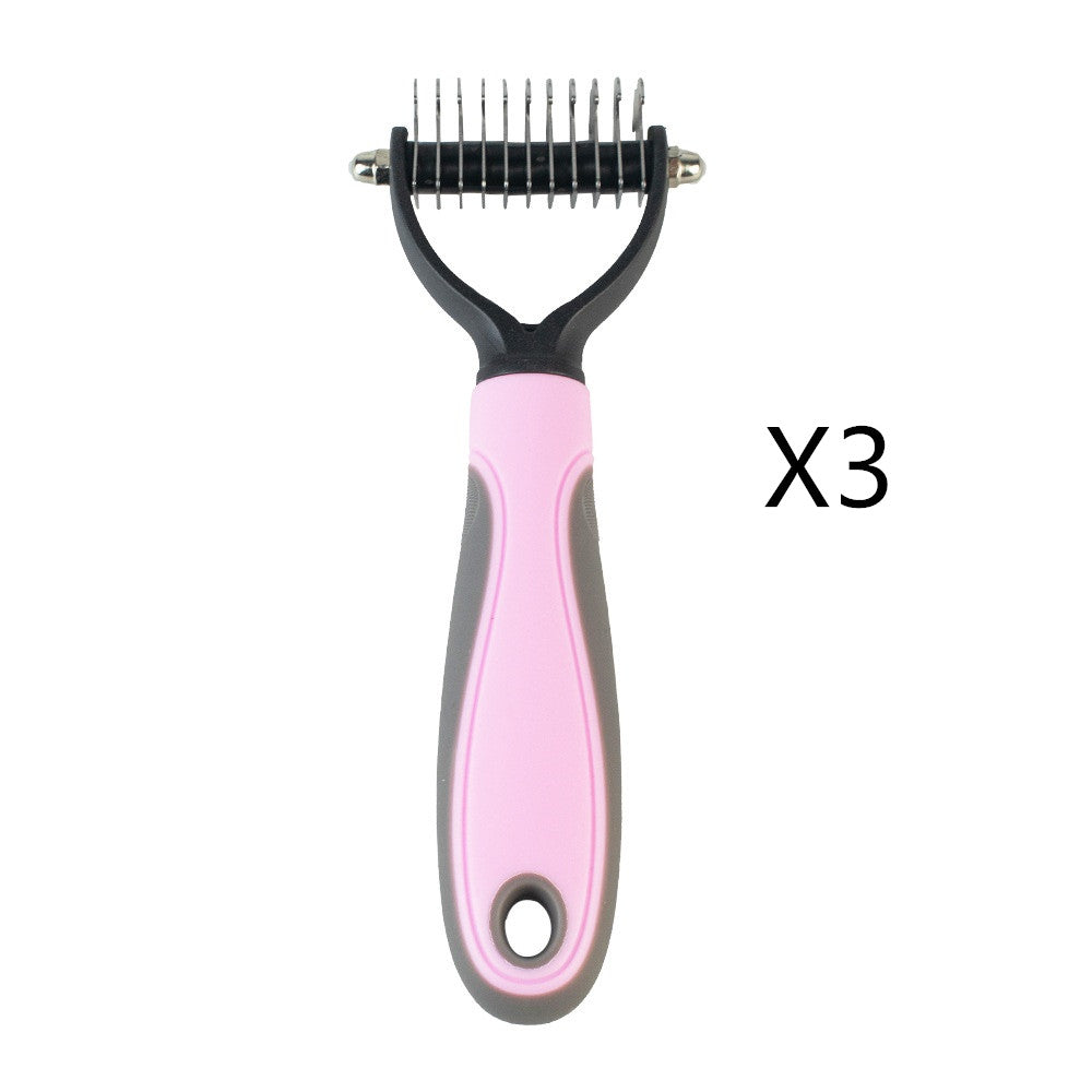 Pet Dematting Comb – Stainless Steel Knot Remover for Dogs & Cats | Pink x 3