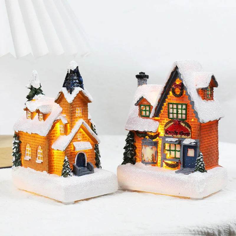 Christmas Decorations Resin Small House Luminous Ornaments - EX-STOCK Canada
