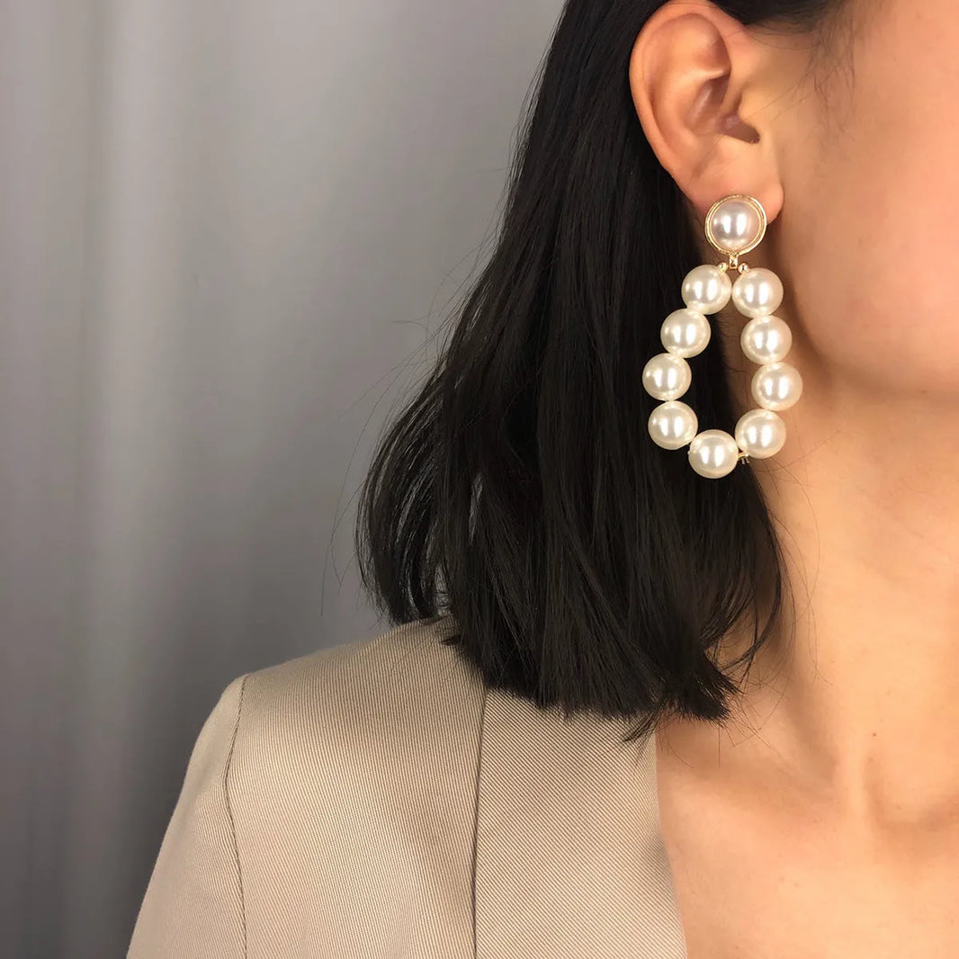 Women's Personality Geometric Pearl Simple Beaded All-match Stud Earrings - EX-STOCK CANADA