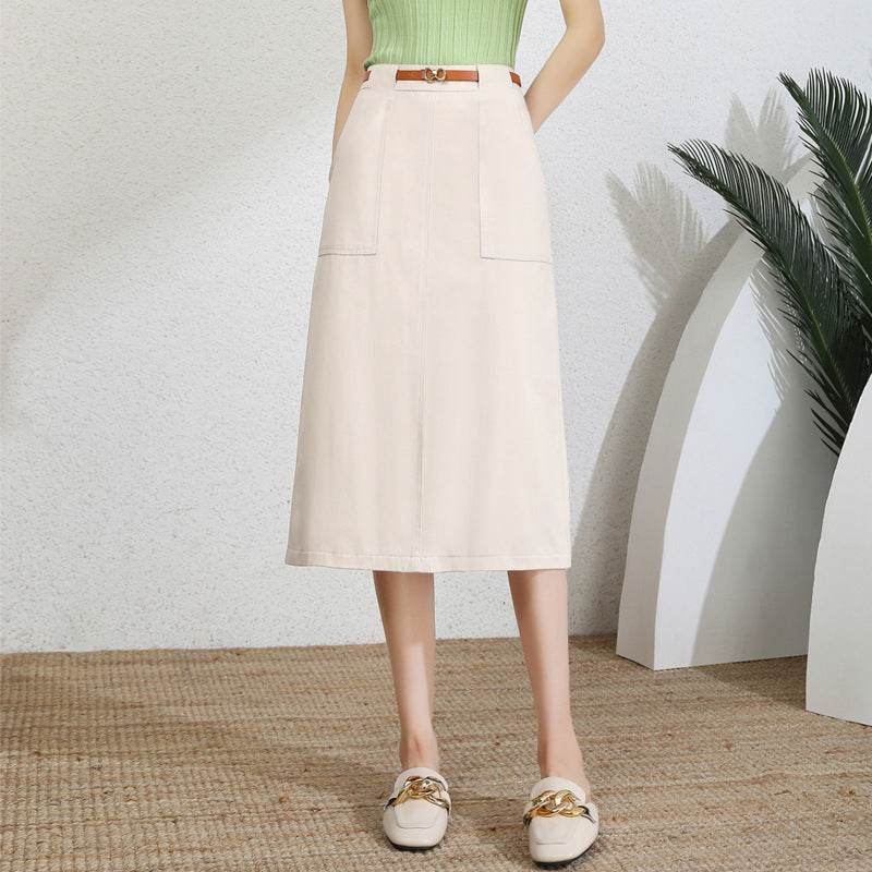 A- Line Temperament Women's Professional Formal Office Work Back Slit Midi business Skirt - EX-STOCK Canada