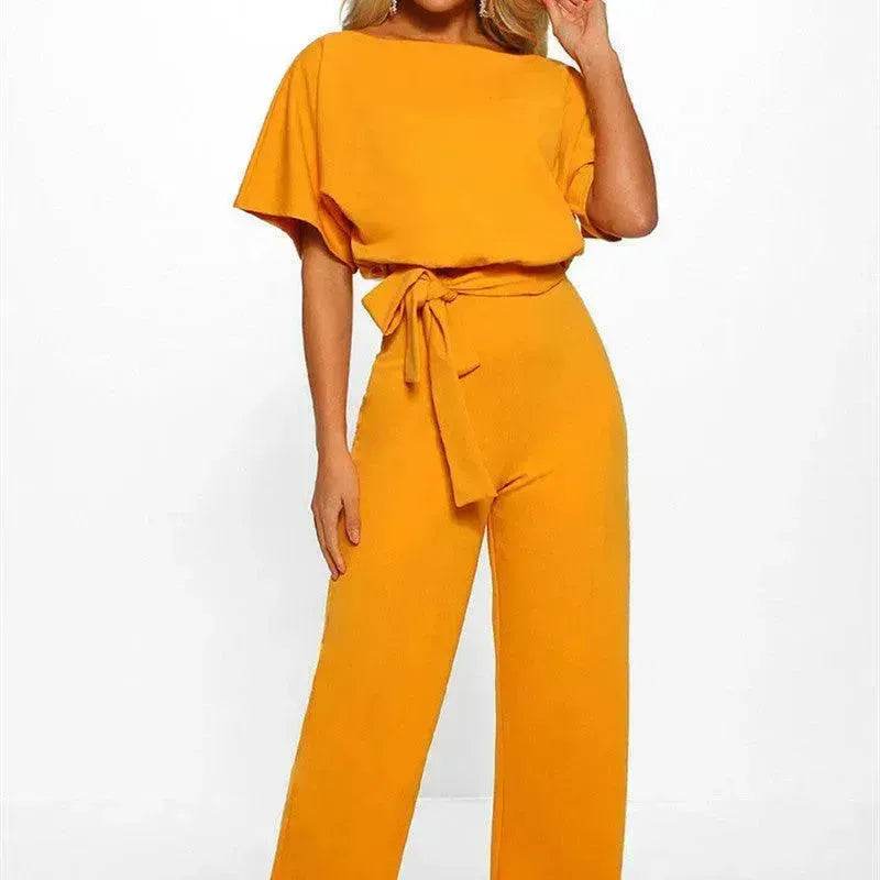 7-color Fashion Lace-up Button Short-sleeved Women's Jumpsuit - EX-STOCK Canada