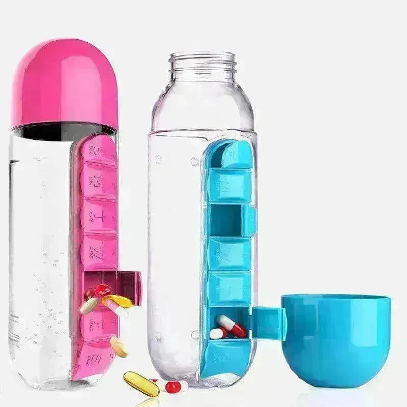 7-Day Pillbox Water Bottle Travel Organizer - EX-STOCK CANADA