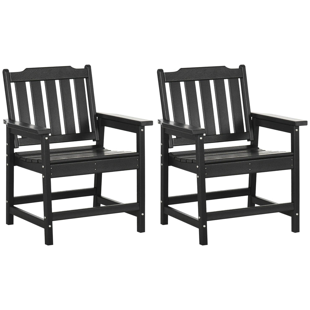 Sillas de patio de 2 piezas para todo clima, juego de sillas de comedor de patio de HDPE, muebles de exterior resistentes como madera, negroEX-STOCK Canada