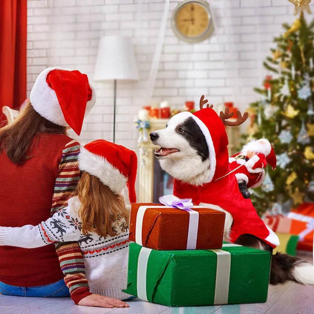 Dog Christmas Clothes Santa Claus Riding Deer - EX-STOCK Canada