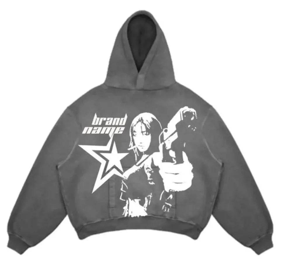 Men's And Women's Fashion Punk Design Fleece Printed Hoodie top - EX-STOCK Canada