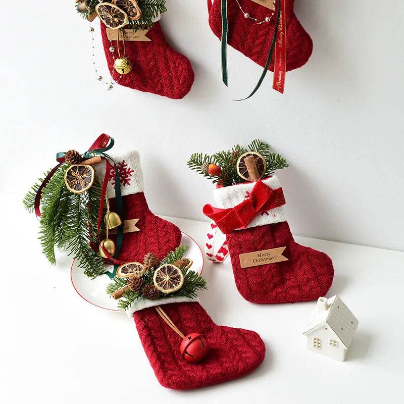Christmas Decoration Knitted Christmas Stockings Scene Layout - EX-STOCK Canada