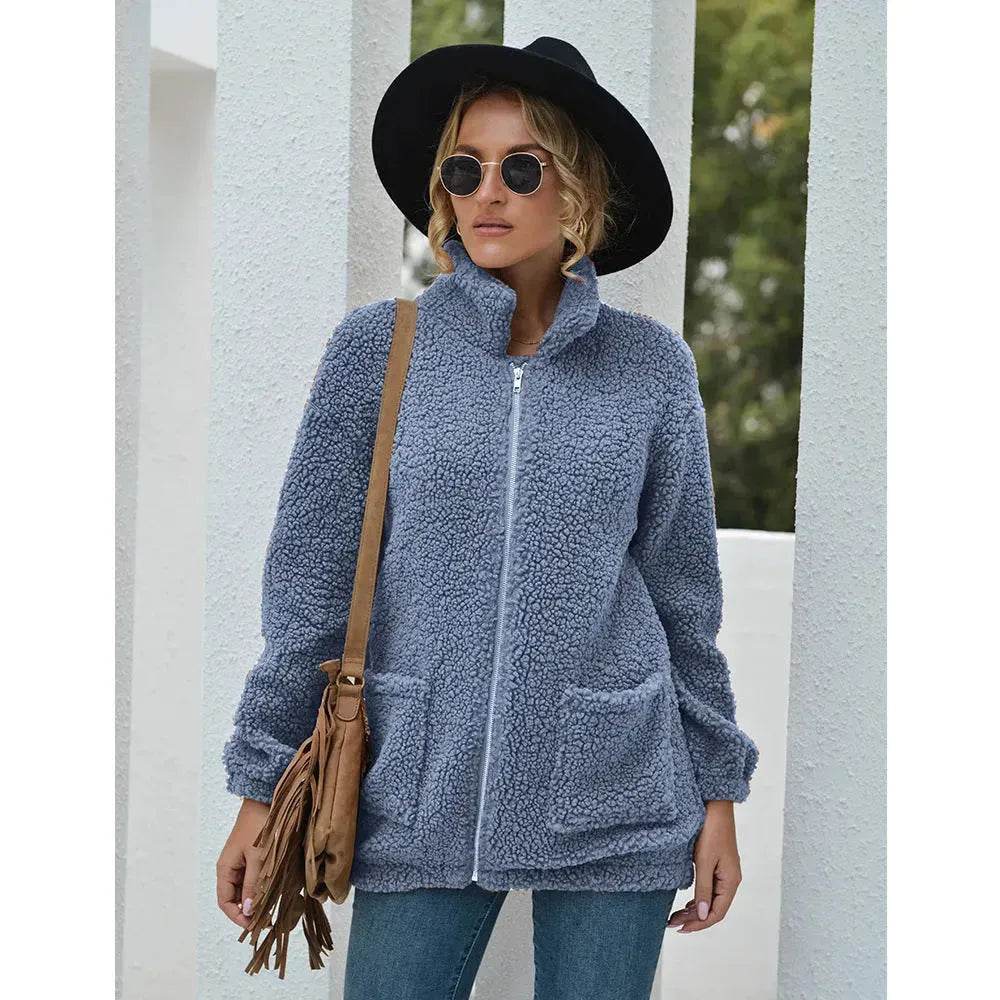 New Autumn Winter Zip up Plush Cardigan Sweater for Women - EX-STOCK Canada