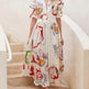 Summer Print Dresses V-neck Button Short Sleeve Midi Dress - EX-STOCK Canada