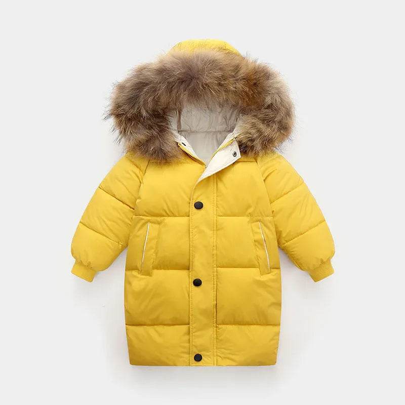 Big Fur Collar Mid-length Medium And Large Children's Clothing Thick Winter Wear Coat - EX-STOCK Canada