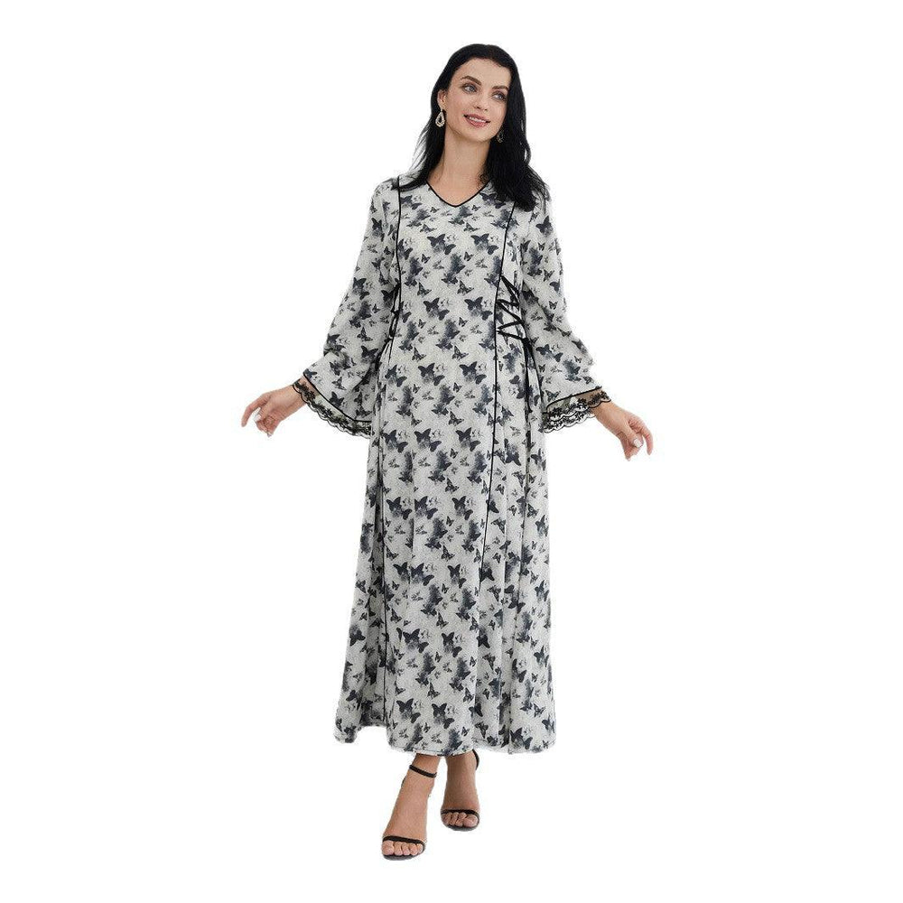 Vestito Abaya Musulmano Stampato alla Moda - EX-STOCK Canada