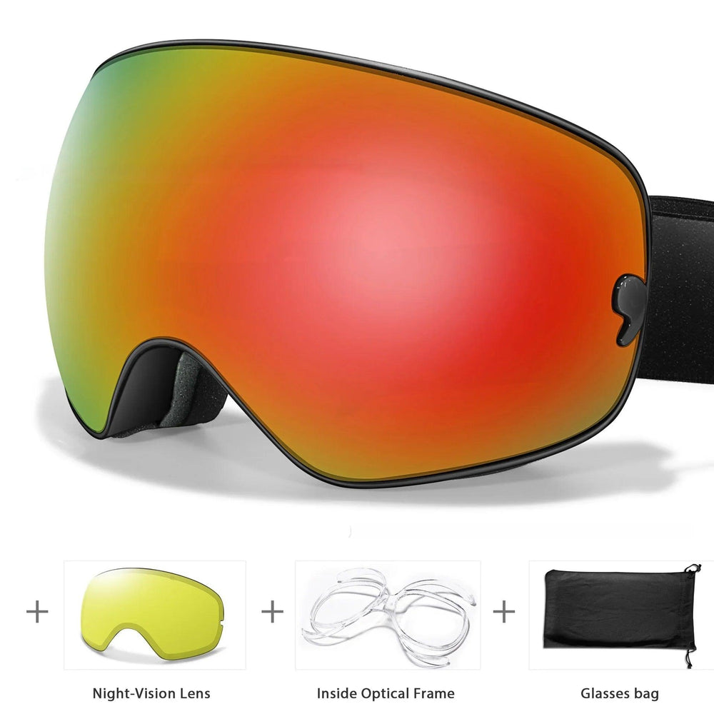 Lunettes anti-buée pour hommes et femmes, carte myopie, revêtement, protection oculaire sphérique large, équipements de ski et d'alpinismeEX-STOCK Canada
