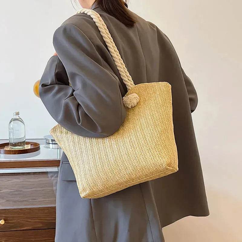 Large Capacity Straw Beach Shoulder Bag Shopping Bag - EX-STOCK Canada