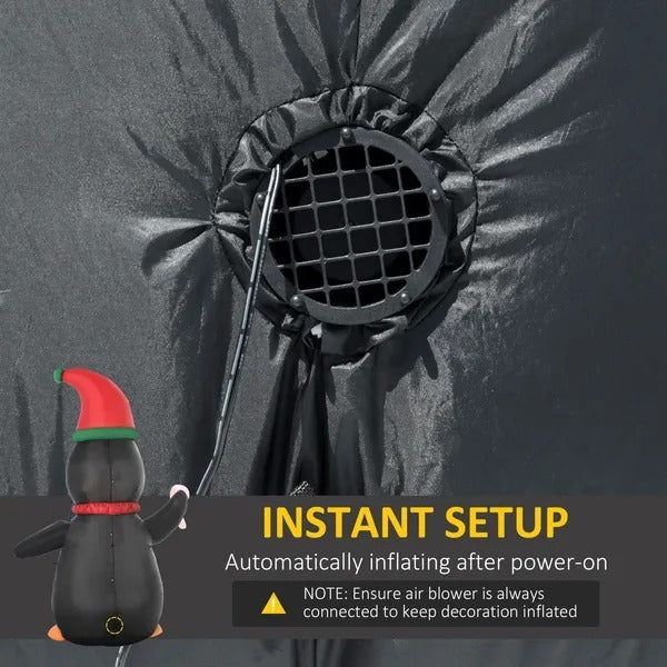 Inflatable Penguin Holding Candy Cane LED Lights Outdoor Decoration EX-STOCK Canada