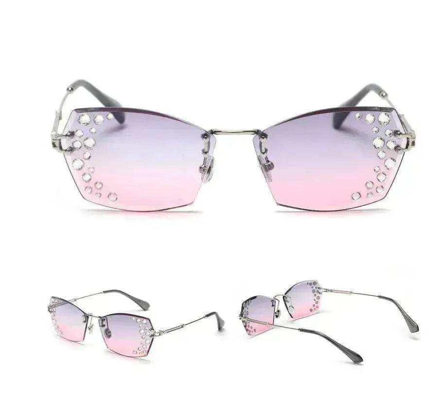 Fashion Trendy Classy Frameless Crystal Sunglasses Women Shades Rimless Rhinestone Sun Glasses Female diamonds Party Eyewear - EX-STOCK Canada