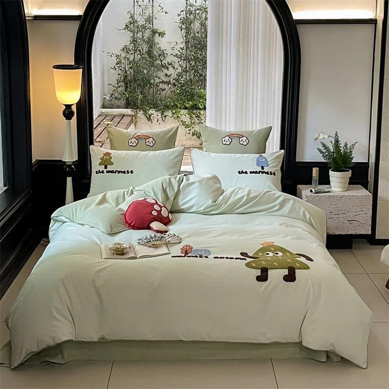 Cartoon Cute Style Cotton Sanding Duvet Cover Bed Sheet Bedding EX-STOCK Canada