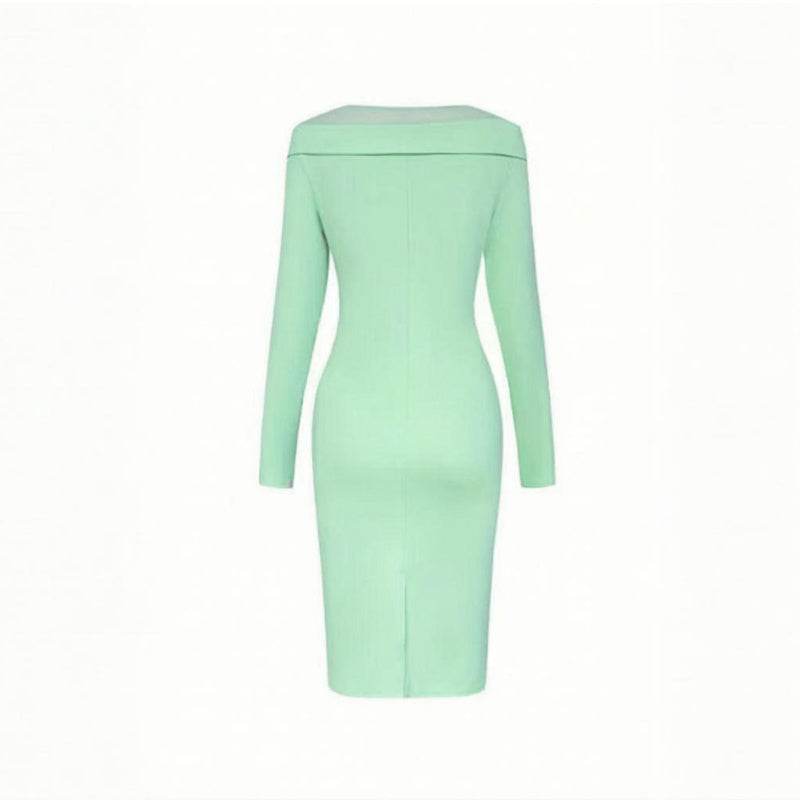 Elegant Long Sleeve Off Shoulder A-line Bodycon Wedding Guest dress - EX-STOCK Canada