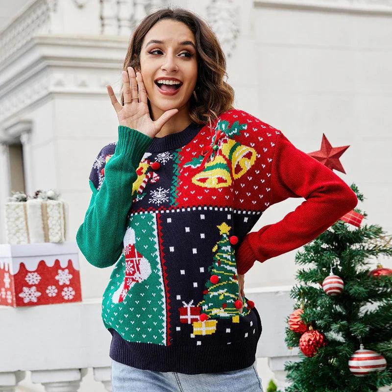 Damenpullover Christbaum Schneeflocke WeihnachtsstrickpulloverEX-STOCK Canada