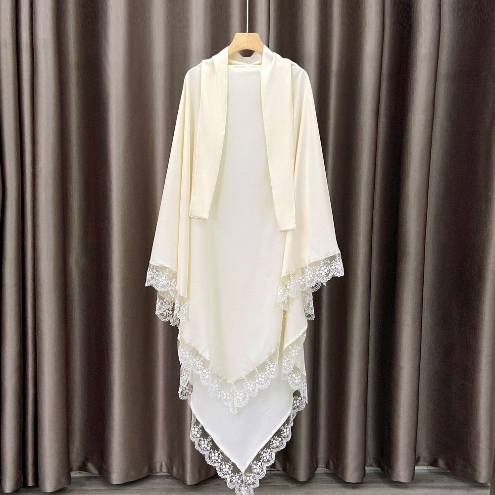 Arabic Baotou Cover Fashion Solid Color Gown Lace Headscarf - EX-STOCK Canada