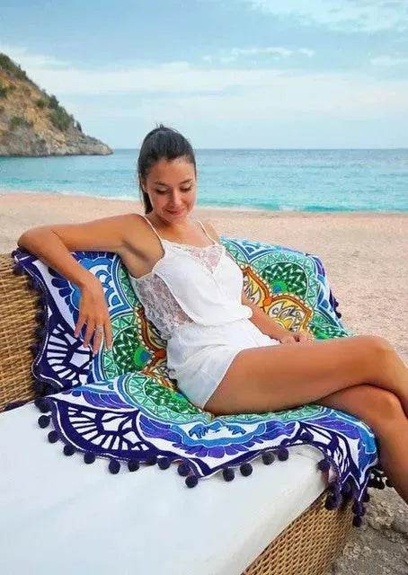 Tassel Fringe Beach Large Round Towel Fringe Beach Mat - EX-STOCK Canada