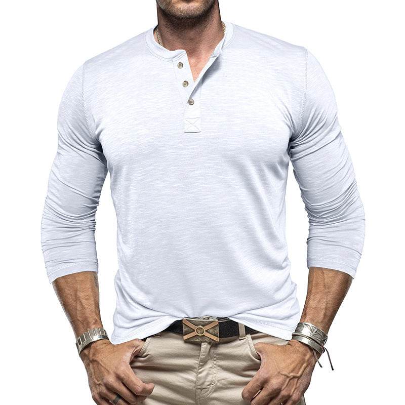 Men's Long-sleeved Henry Collar T-shirt - EX-STOCK Canada