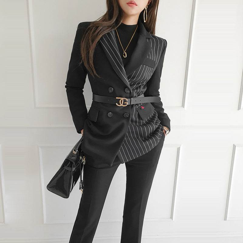 Formal Business Women Set New Striped Blazer Slim Pant suit 2pcs - EX-STOCK Canada