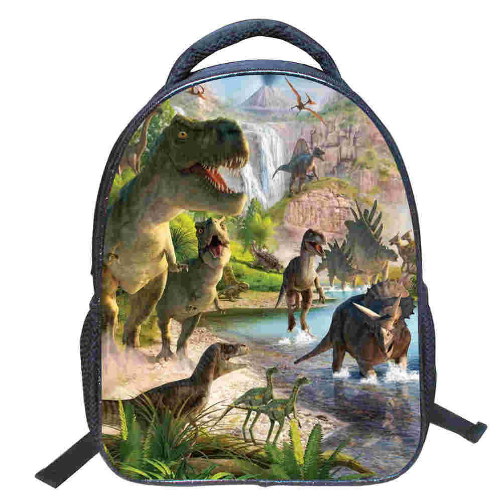Backpack with dinosaur design on a white background