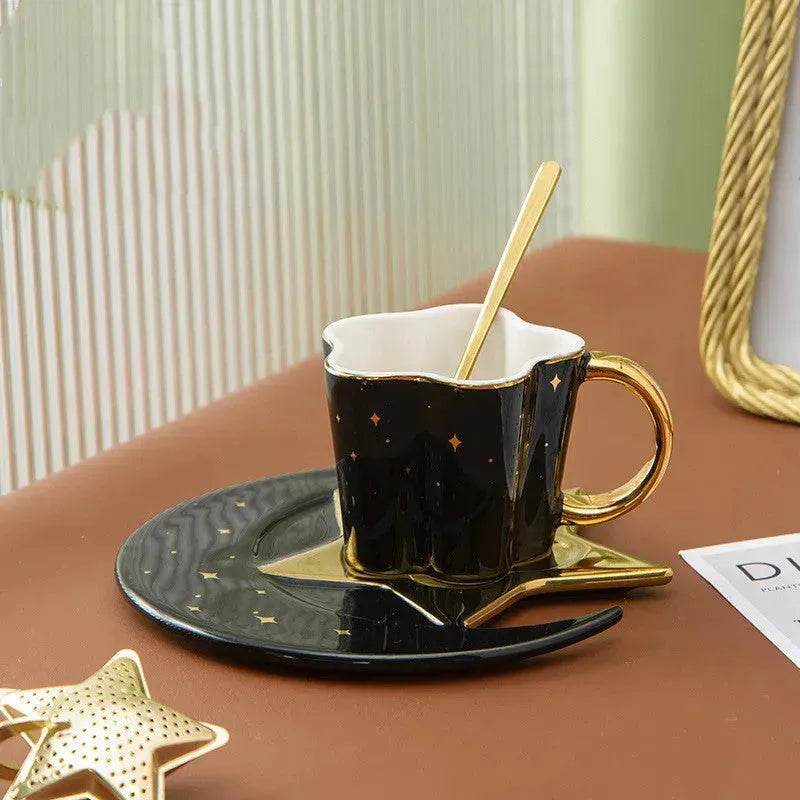 4pc set Creative Porcelain Ceramic Coffee Cup With Star And Moon Saucer - EX-STOCK Canada