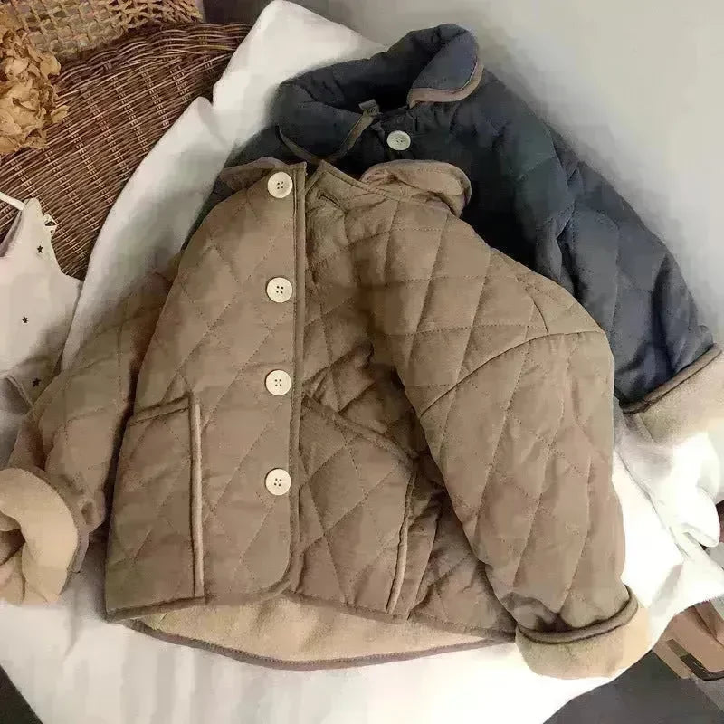 Coat Girls' Cashmere Cotton-padded Coat Lapel Warm Coat - EX-STOCK CANADA